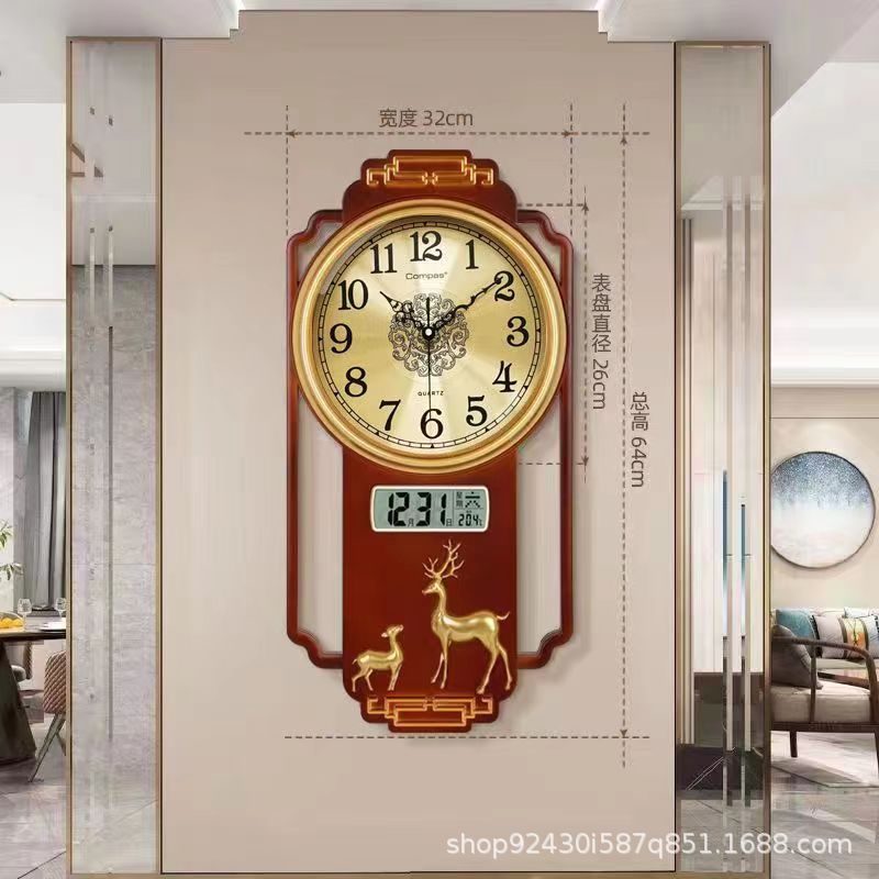 Combas wall clock, new Chinese-style silent living room clock, creative internet-famous clock, home wall quartz clock pic 17