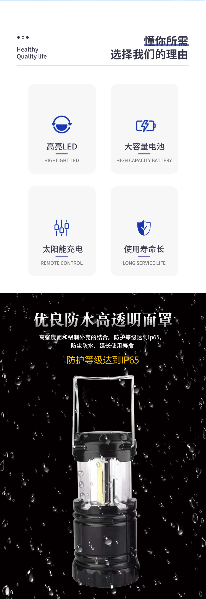 新款露营灯30LED野营灯户外超亮营地帐篷灯自动拉小马灯详情3