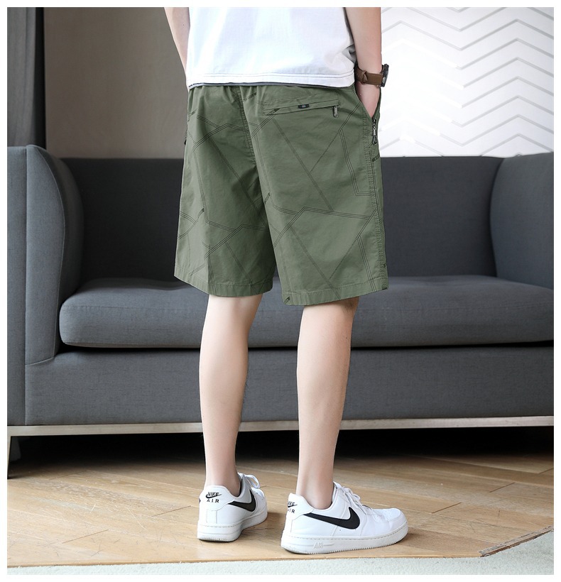 高档男士100%纯棉沙滩裤夏季潮流透气休闲五分裤大裤衩外穿短裤男详情15
