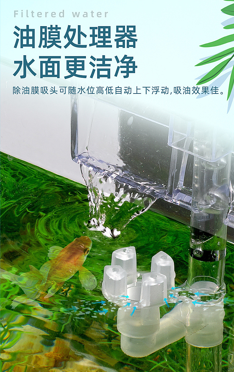 鱼缸过滤器 厂家直供 瀑布式过滤清洁增氧泵水族箱壁挂式静音外挂详情9
