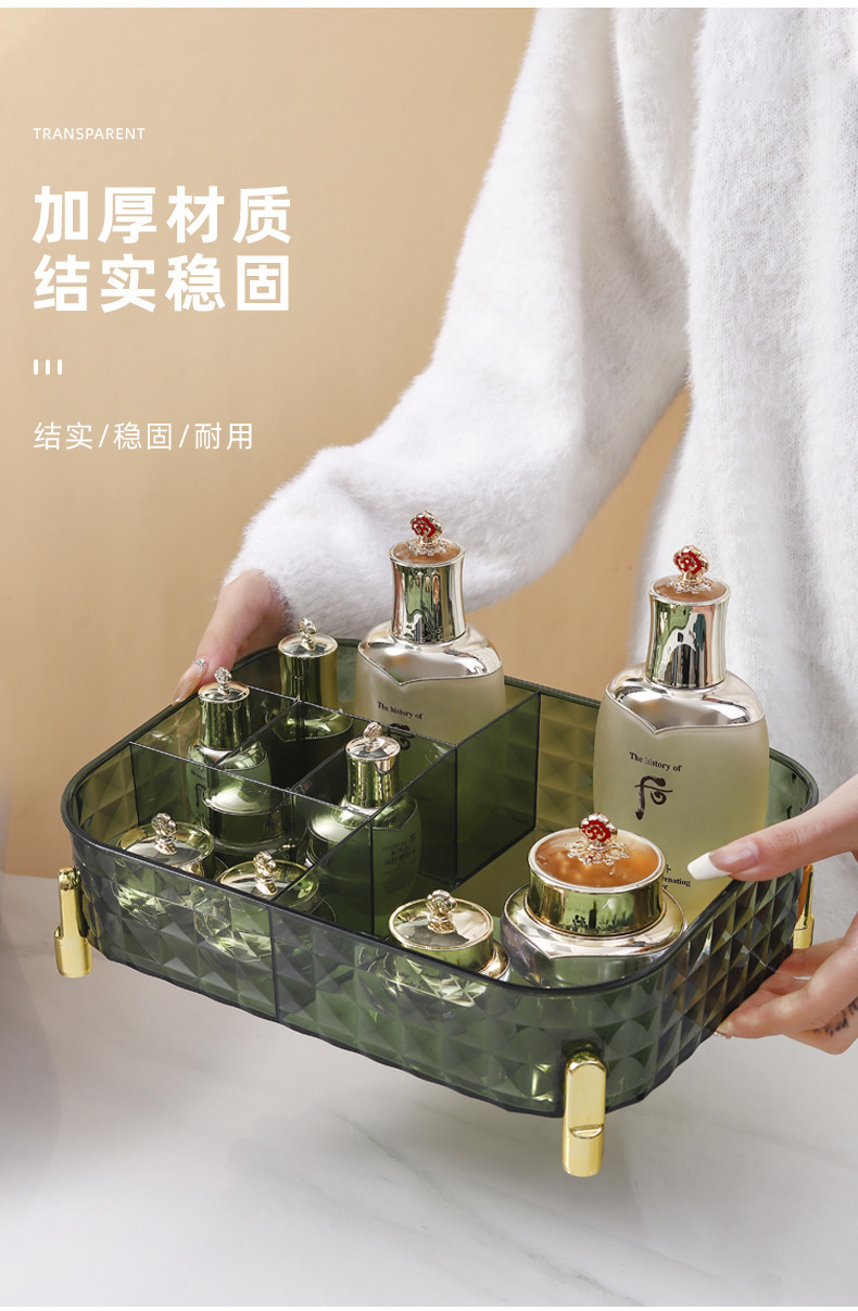 Light luxury cosmetics storage box, desktop transparent cosmetics storage box, storage and organization box, storage basket, shelf pic 6