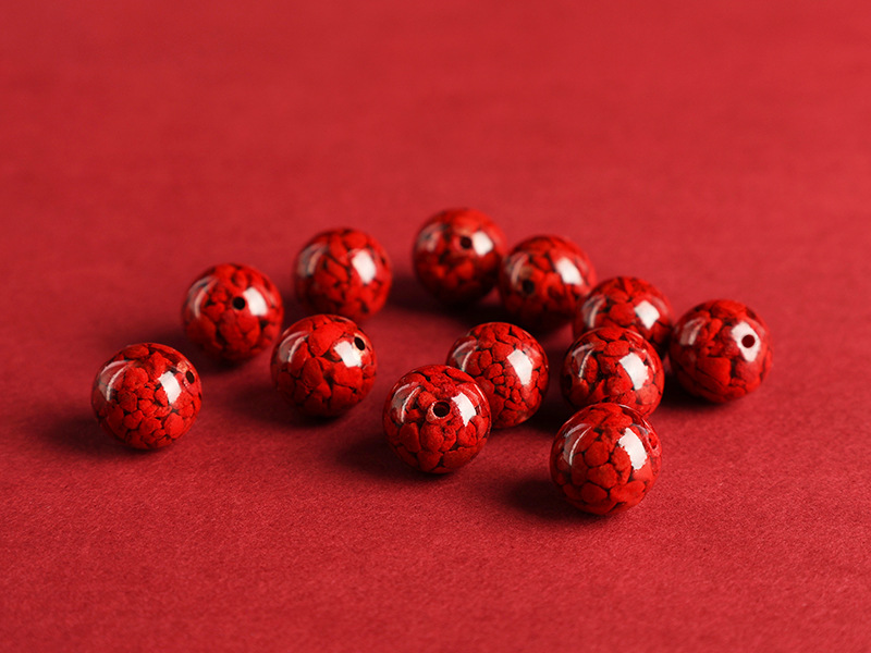 Jiuya Crystal natural raw ore cinnabar loose beads, purple gold sand round beads, semi-finished products, imperial red sand decorative beads pic 25