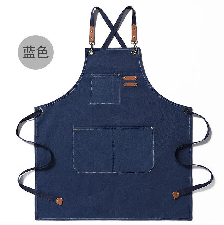 【 Chi Jia 】 Thickened canvas denim apron for foreign trade, home barista, kitchen, restaurant, hairdresser, work apron pic 11