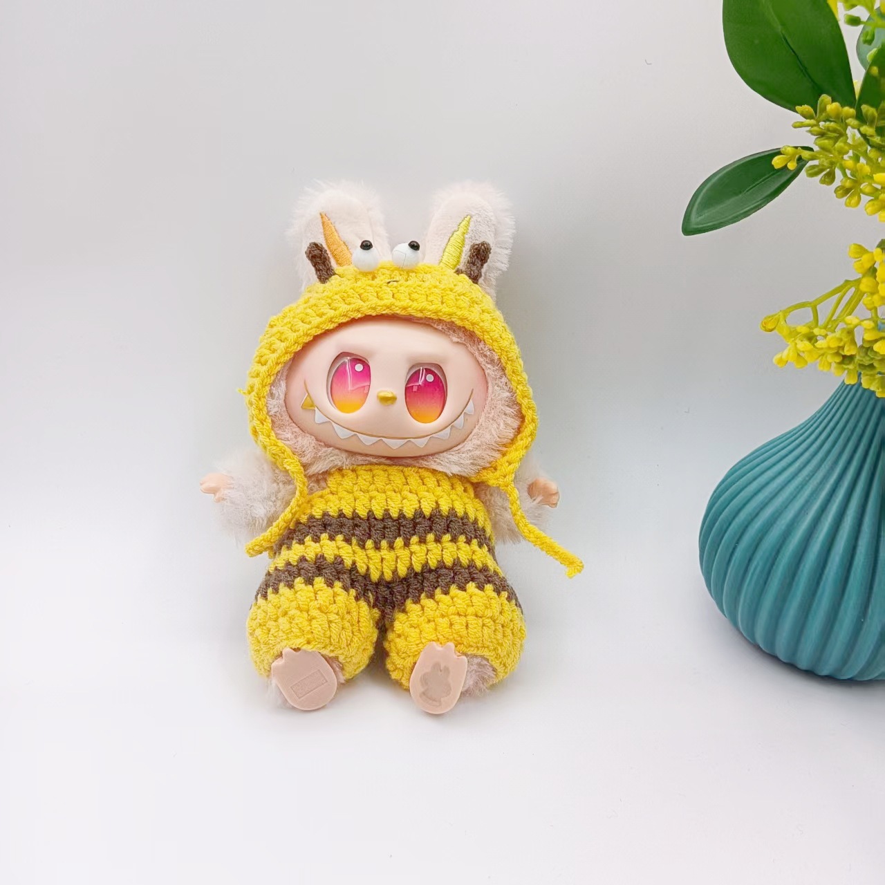 适用于17cm娃衣手工毛线钩针帽子换装套装玩偶衣服详情2