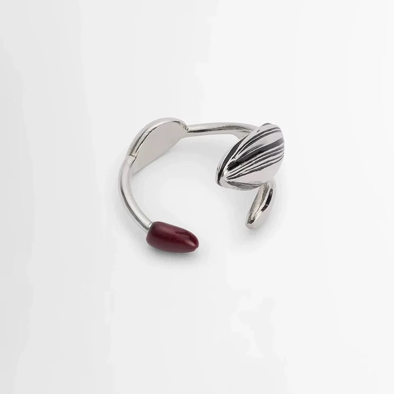 LEMA家珐琅涂釉双戒指 夏季简约素雅可调节瓜子型开口食指戒戒指详情5