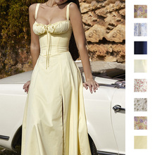 2026春季新款跨境欧美女装气质优雅法式复古收腰修身吊带连衣裙详情29