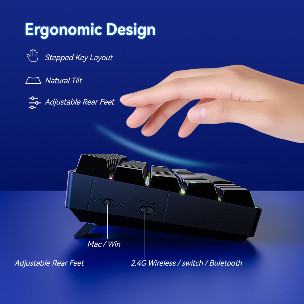 蓝牙三模机械键盘61键RGB发光茶轴电竞无线游戏键盘 工厂热销详情9