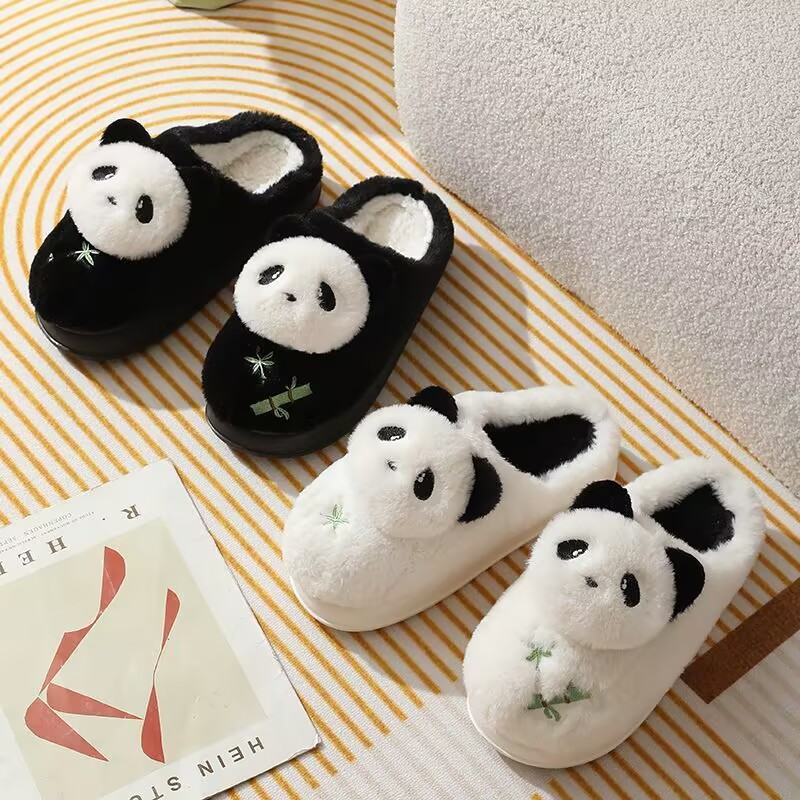 2024新款秋冬季卡通棉拖女可爱卡通小熊猫室内保暖情侣毛绒棉拖男详情6