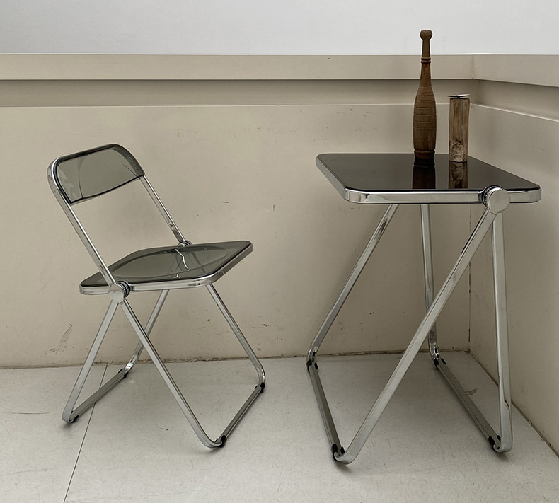 The popular acrylic folding table is a simple and modern home study desk, office desk, bedroom bedside portable table and chair set pic 18