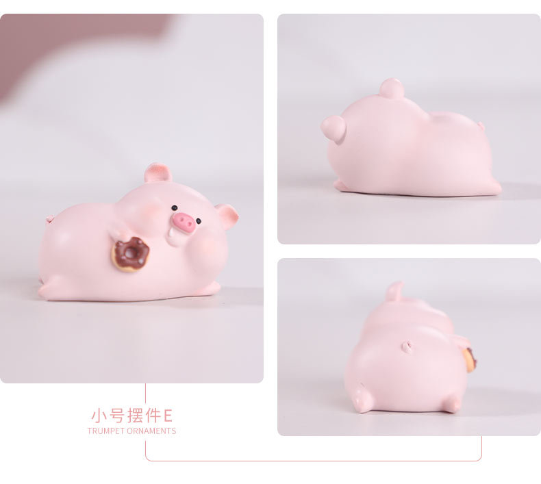 Resin small decorative items, creative home living room table decoration, plush toys, light luxury decorative items wholesale, cartoon decorative pig Nannan pic 15