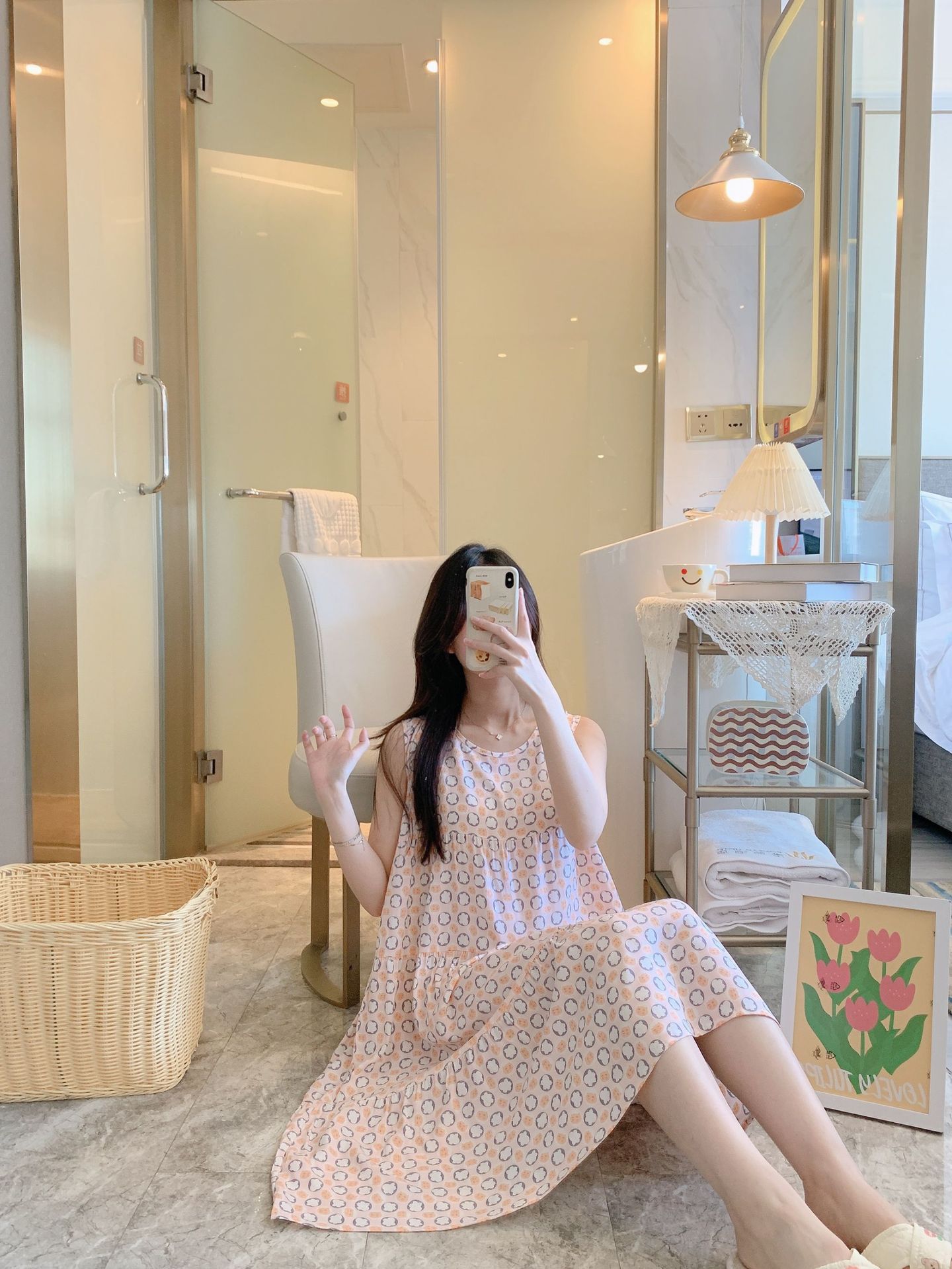 棉绸睡裙女时尚无袖大码印花薄款直播推荐套装可外穿睡衣家居服详情12