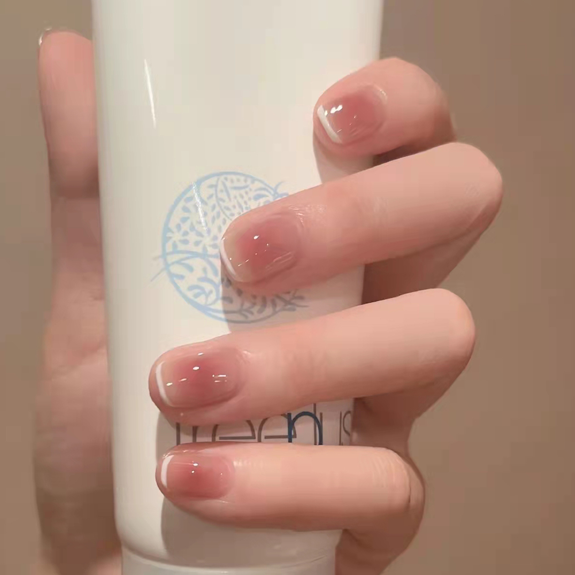 Finished nail art pieces, medium-length wearable nail art pieces, wearable nail art pieces, European and American nail art stickers, 24 nail art pieces, wearable nail art nude color pure desire pic 16
