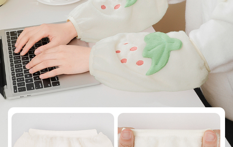 Winter cute strawberry sleeve, cartoon for girls, long adult office anti-dirt fluffy hand sleeves, plush sleeves pic 12
