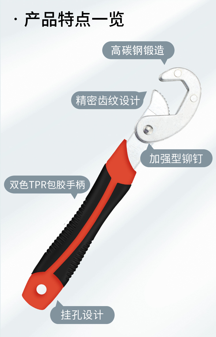 Multi-functional wrench, pipe wrench, adjustable wrench, quick adjustable wrench, bathroom adjustable wrench, running around hardware tools pic 7