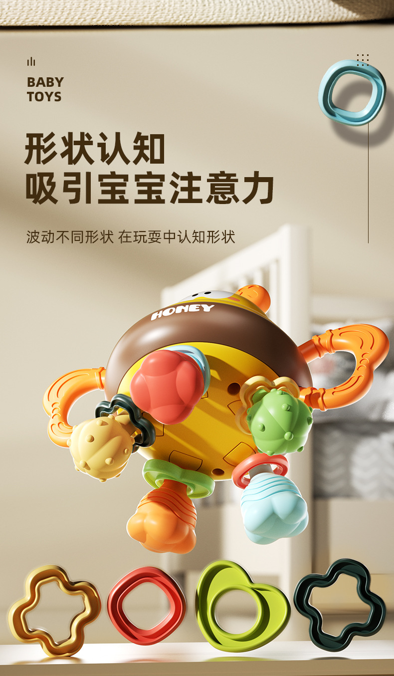 曼哈顿婴儿三合一忙碌球宝宝安抚牙胶手抓玩具婴幼儿多功能手握球详情8