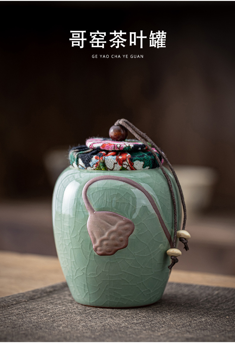 Relief Ge Kiln crackle Kung Fu tea set, a complete set of high-end ice-crack glaze ceramic for home use, practical for office use and as a gift pic 17