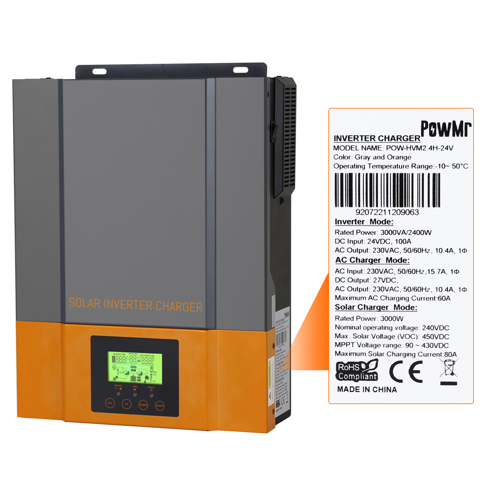 The 2.4KW photovoltaic solar inverter from the manufacturer, with a European standard 24V built-in MPPT controller, is a best-selling reverse control all-in-one machine pic 4