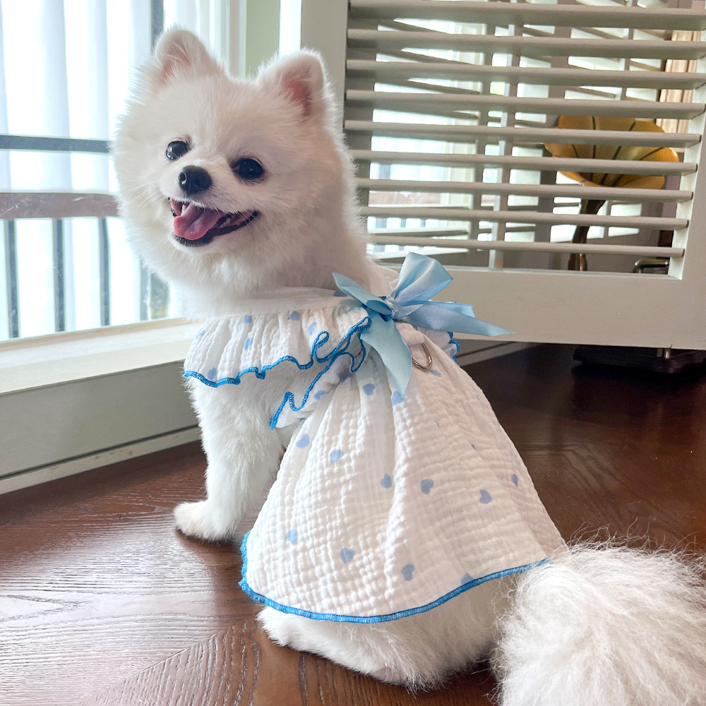 Mascotas vestido ropa ropa primavera verano perro gato teddy by bear pomerania muppet gato amor 100% algodón pic 25