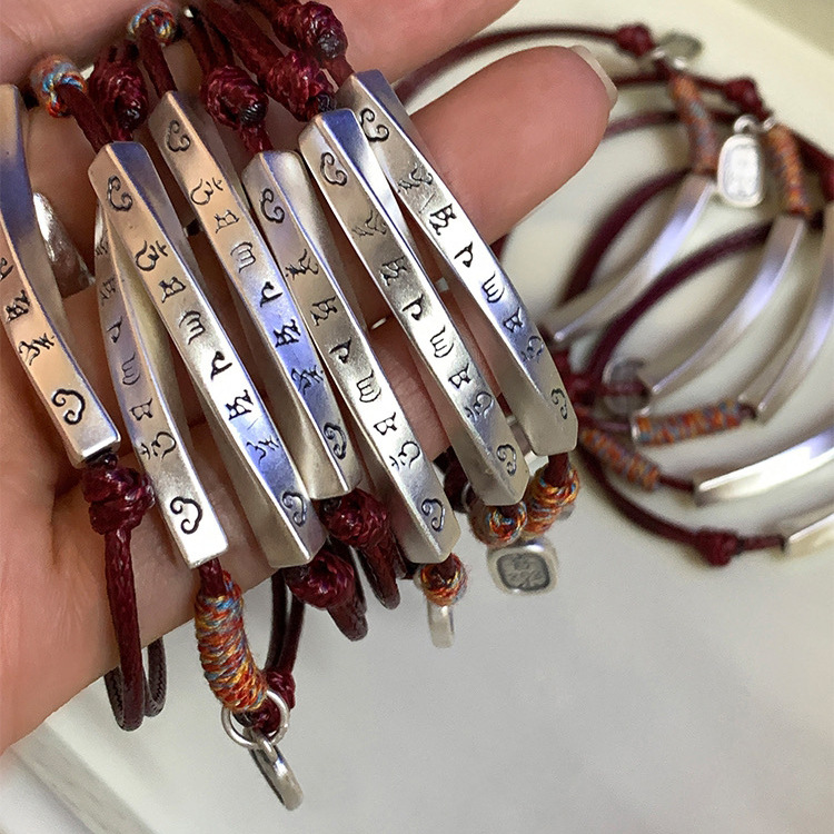 999 pure silver curved tube Chinese-style hand-woven rope bracelet, light luxury, ins, niche, exquisite and high-end bracelet, personalized jewelry pic 5