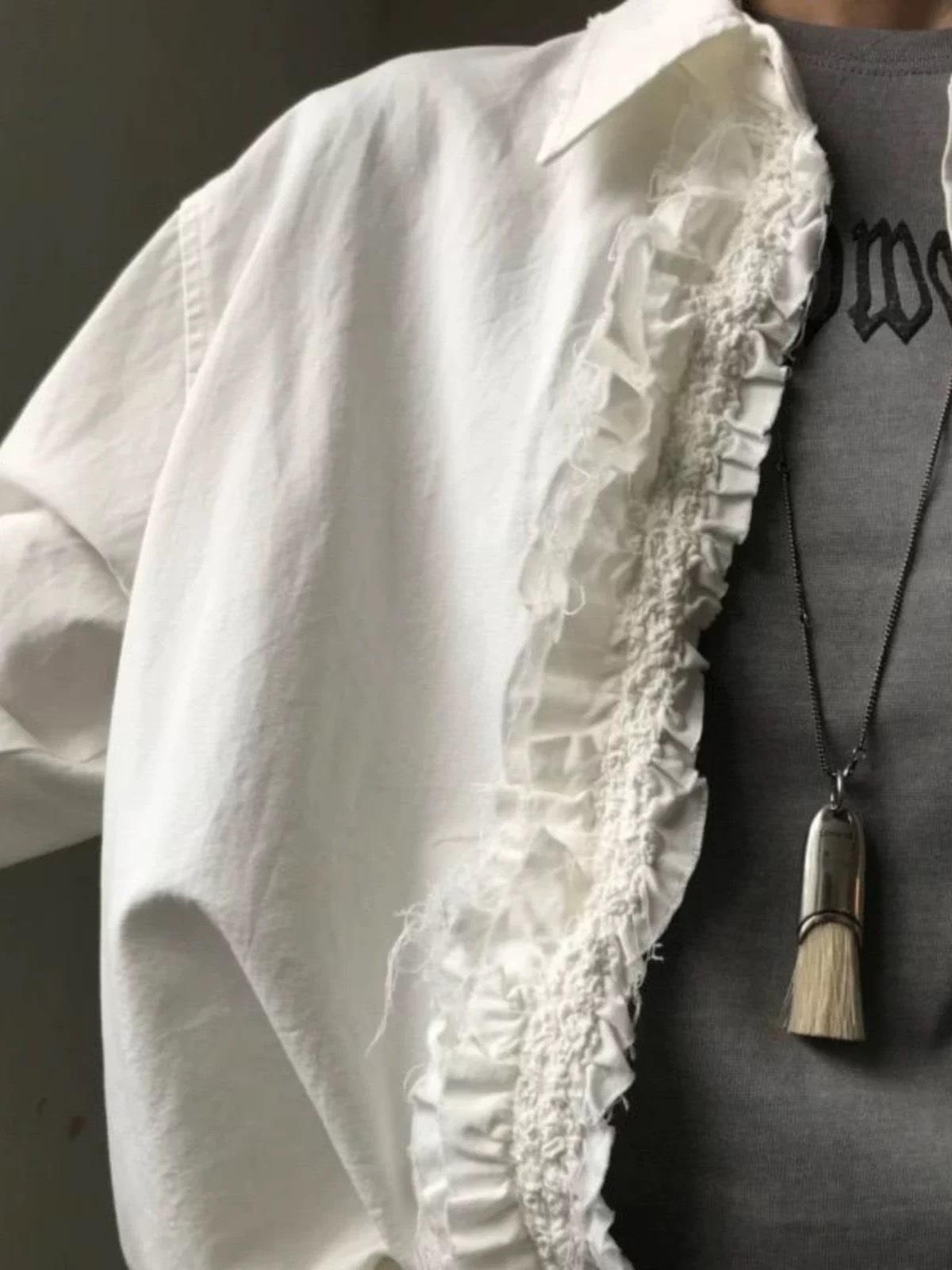 Lema*车静媛同款毛刷子项链ins小众设计高级感复古刷子长款毛衣链详情9