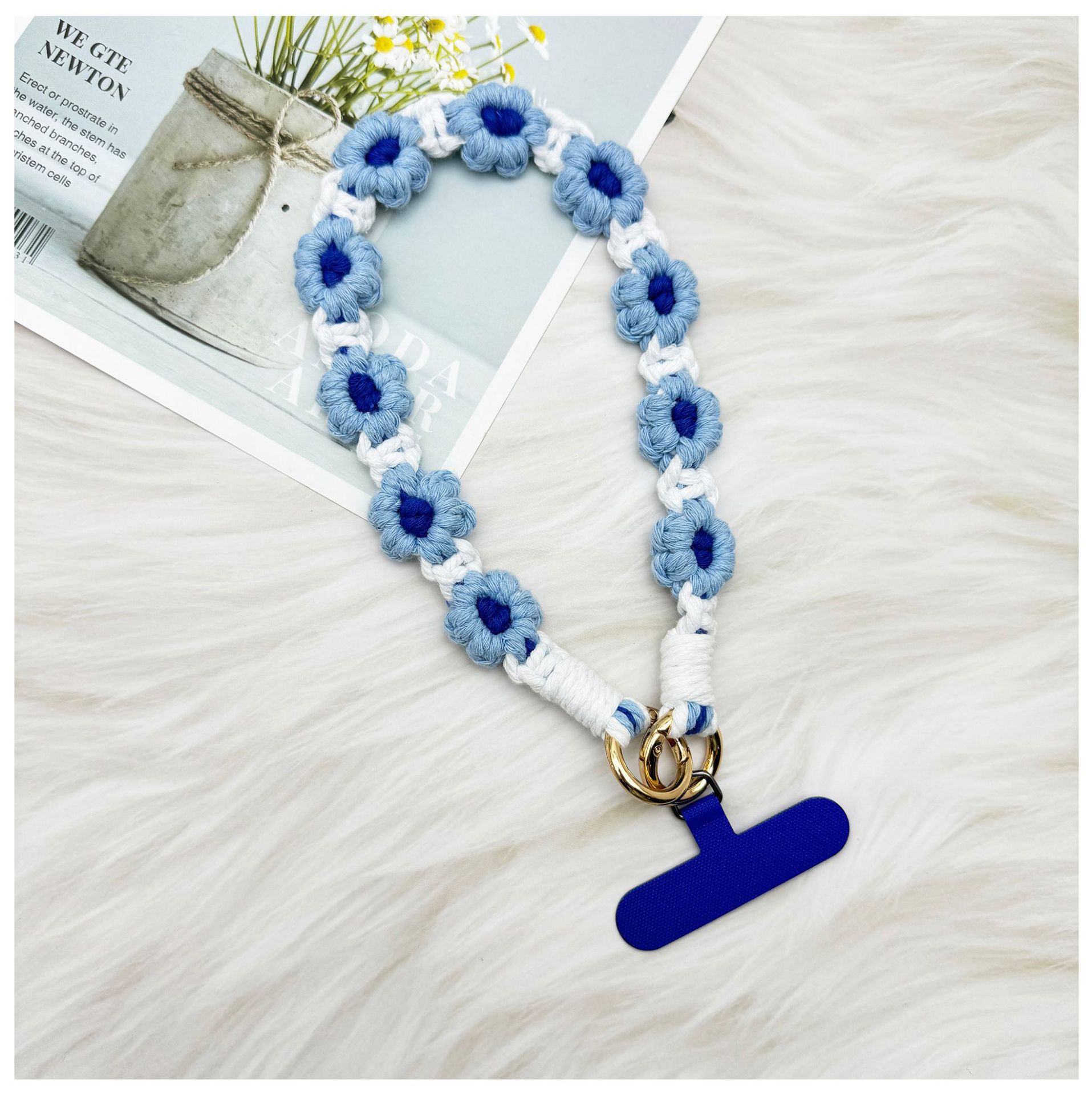 ins欧式手机挂件编织手机链小雏菊花朵编绳钥匙扣包包创意礼物女详情21