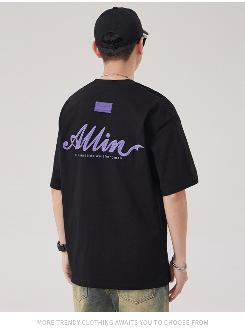 The 2025 summer new half-sleeved T-shirt for men is a trendy and versatile short-sleeved American retro printed loose round-neck T-shirt pic 44