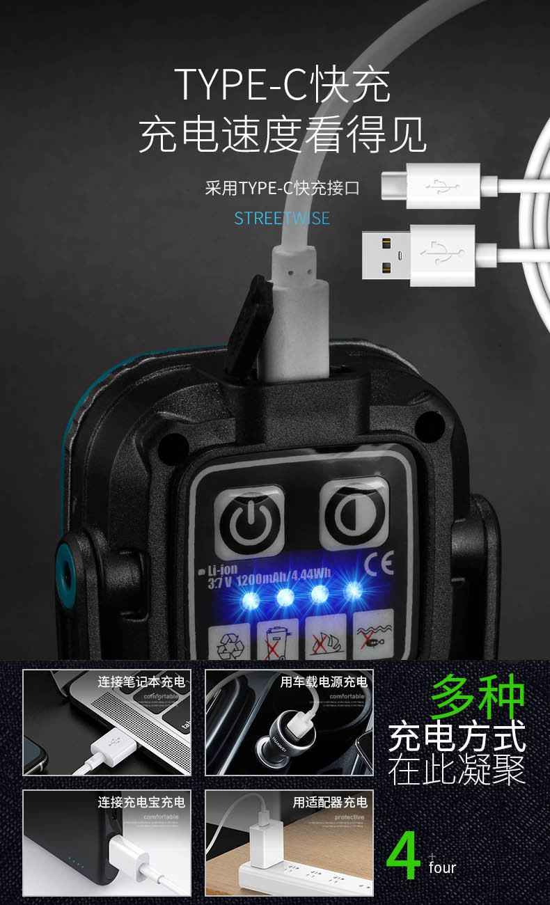 露营灯COB工作灯磁吸检修灯USB充电多功能户外野营LED露营照明灯详情16