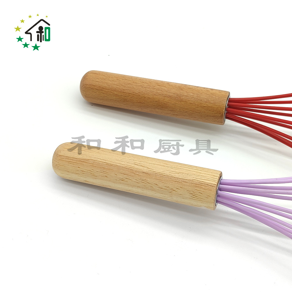 10寸木柄硅胶打蛋器手动搅拌器手动器厨房烘焙工具木柄打发奶油详情9