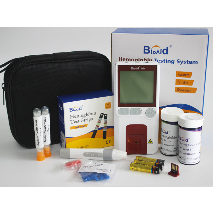 跨境专供英文包装Bioaid血红蛋白检测仪家用套装分析仪带测试纸详情8