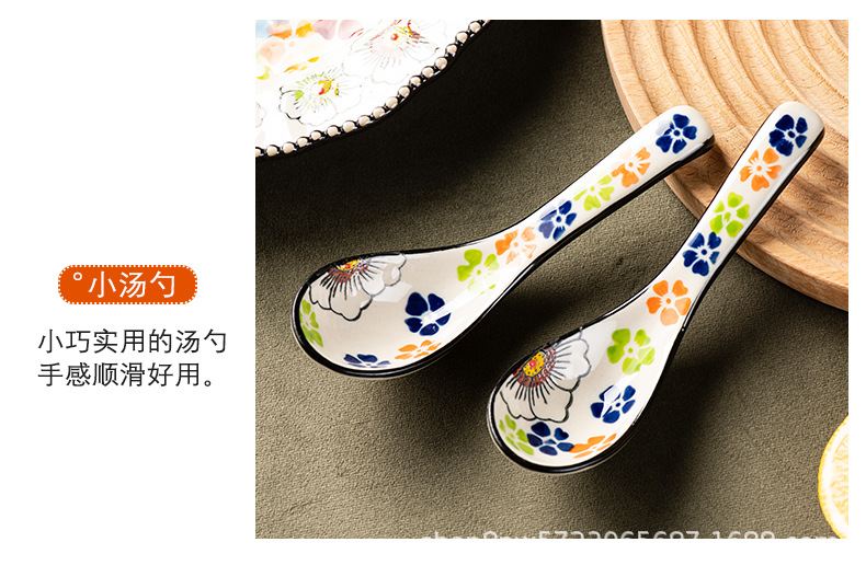 邦成陶瓷碗碟套装家用饭碗菜盘盘子餐具复古双耳碗面碗汤碗大碗详情25