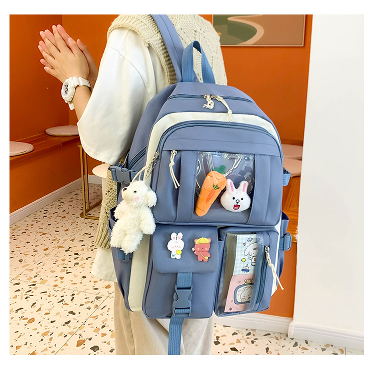 套装双肩包韩版可爱新款四件套学生书包补课手提袋简约大容量背包详情20