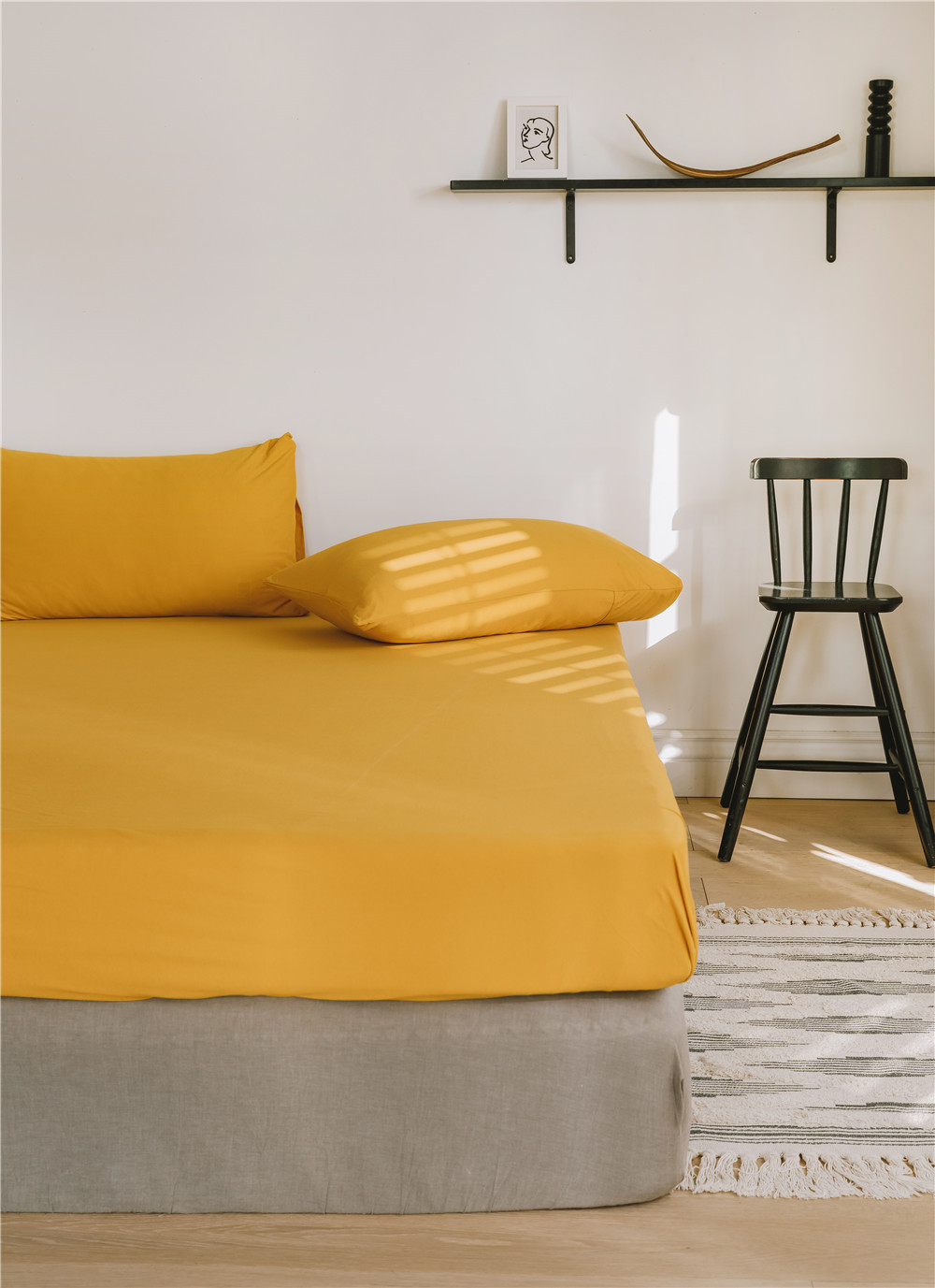 ins Japanese-style solid color all-cotton knitted cotton four-piece set, skin-friendly nude sleeping plain double-layer Indian cotton bed sheet pic 26