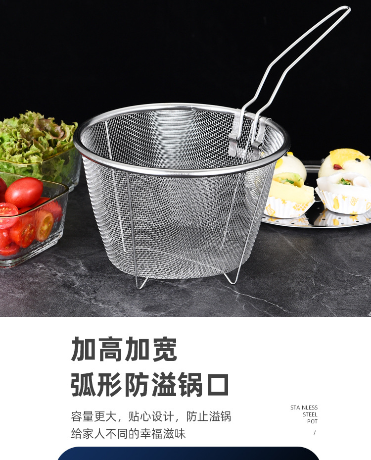 Factory direct supply of stainless steel household noodle soup pot, soup pot, single-bottom deep-frying and steaming soup pot, multi-functional cooking pot gift pic 10