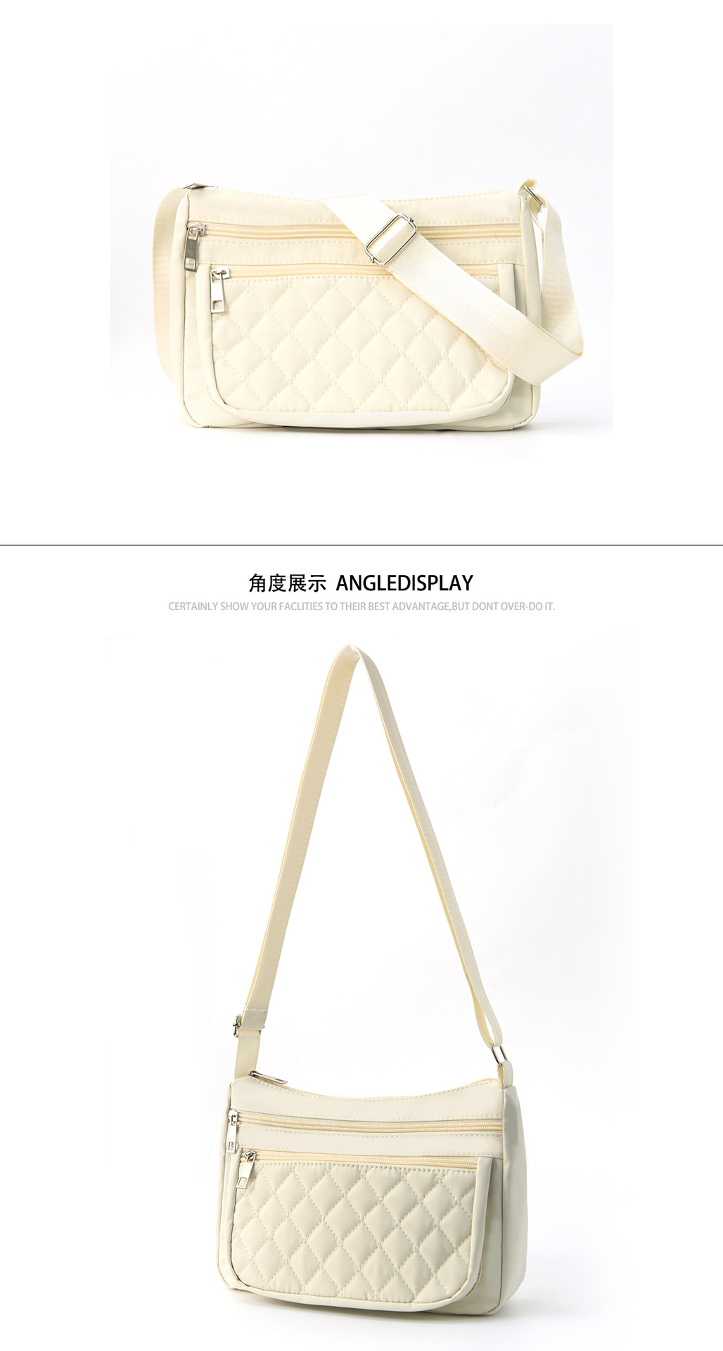 跨境女士斜挎包高颜值休闲单肩背包菱形格绣线包便携式大容量挎包详情5