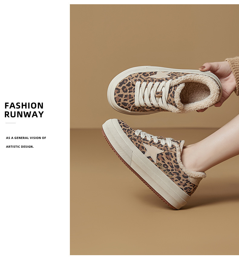 头层牛皮小白鞋女2025冬季新款平底加绒保暖板鞋休闲百搭豹纹女鞋详情25