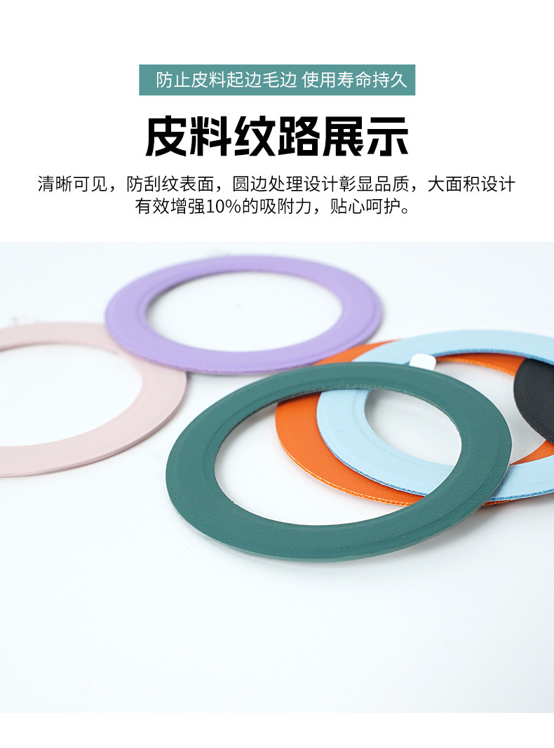 跨境magsafe磁吸贴新款字母皮质无线手机壳引磁环批发配件详情8