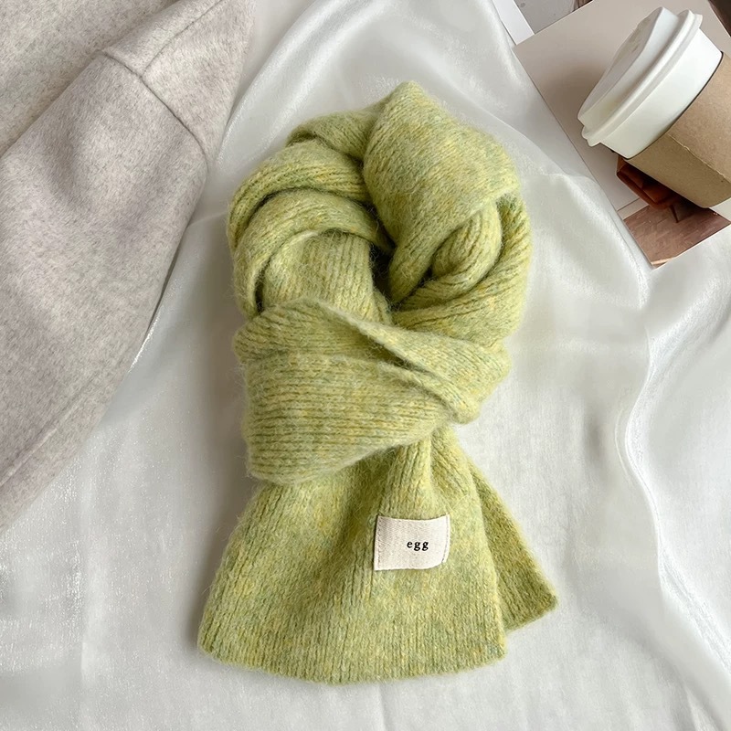 Soft and fluffy egg wool and yarn scarf for women, winter soft and glutinous knitted warm and thick ins student scarf manufacturer pic 20