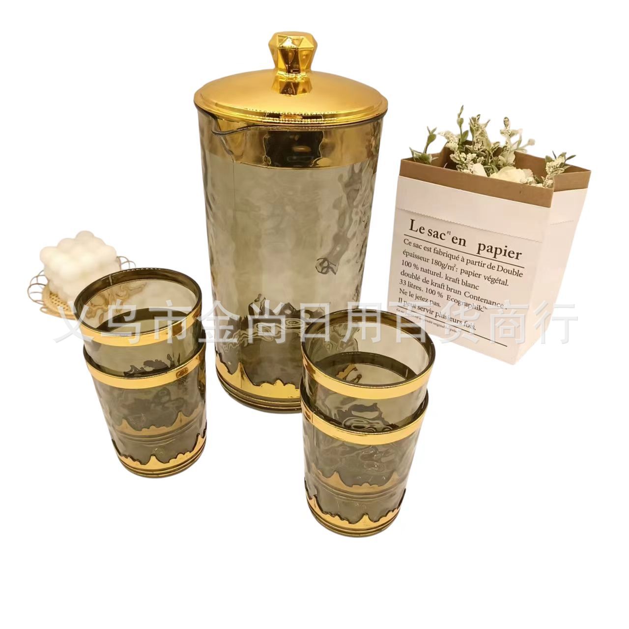 Cross-border light luxury corrugated cold water bottle, thickened cold water bottle for home use, large-capacity beverage and fruit tea cooling pot, one pot for four cups pic 1