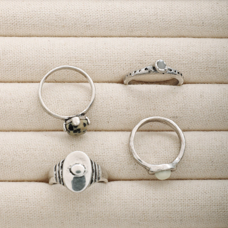 韩系小众设计mars手工复古做旧天然斑点石戒指简约百搭叠戴奶牛戒详情6