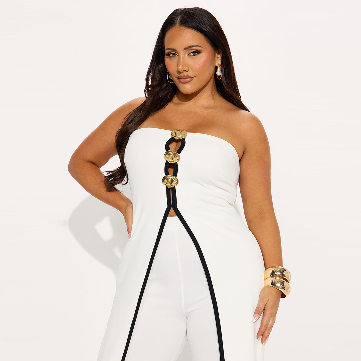 ZY6190 Amazon Independent store strapless false two-piece elegantly designed jumpsuit New partyjumpsuit pic 11