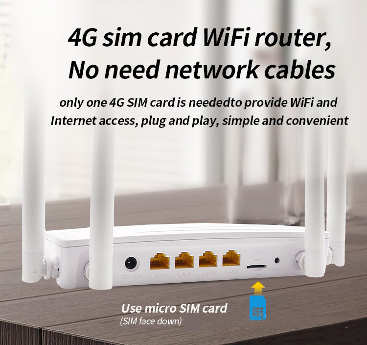 4G wireless router with SIM card, 300Mbps wireless terminal router with hotspot pic 2