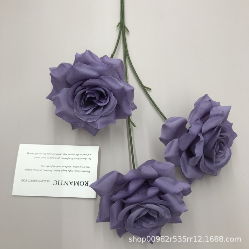 婚庆仿真3头钻石玫瑰花绢布家居软装摆件假花婚礼堂路引插花排束详情14