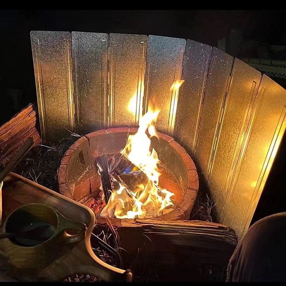 户外超轻折叠挡风板生卡式火炉头炉具用板野炊铁镀锌防风罩子批发详情1