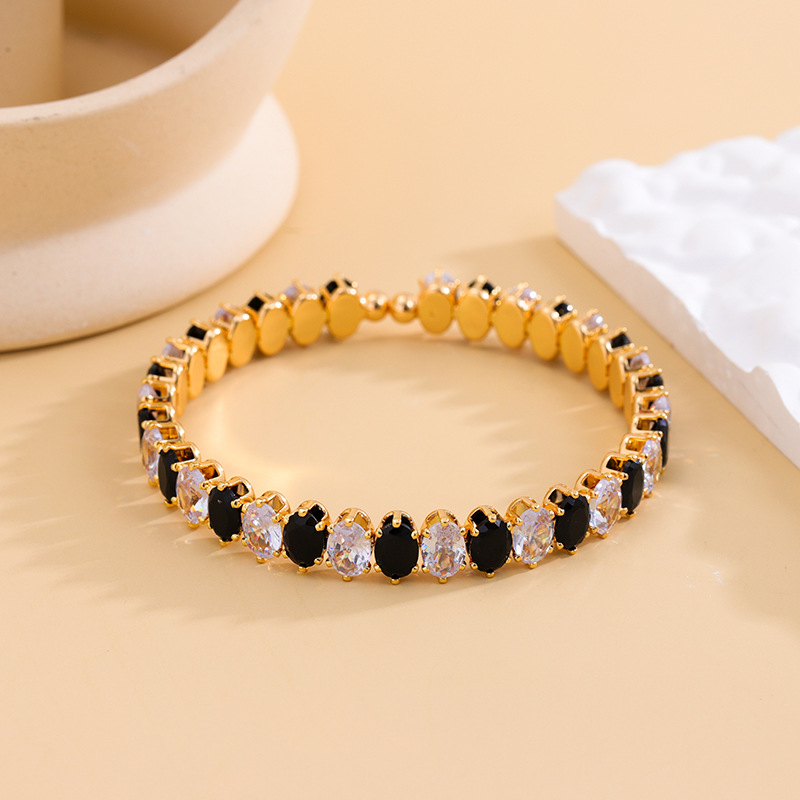 欧美跨境新款高保白色锆石手镯时尚百搭椭圆满钻手链饰品厂家批发详情6