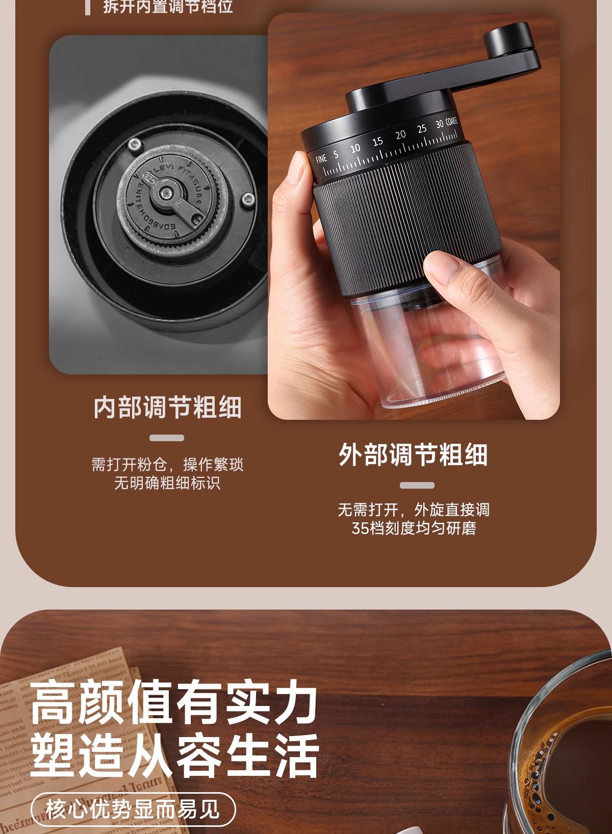 外调手摇磨豆机咖啡豆研磨机咖啡手动磨粉手冲器具手磨咖啡机家用详情6