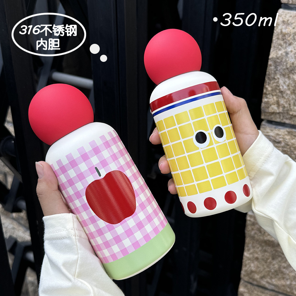 New 316 stainless steel insulated cup 350ml, creative and cute student and children outdoor sports water cup pic 3