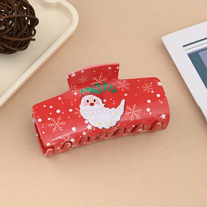 圣诞风发夹新款PVC印花圣诞节抓夹雪人圣诞老人可爱节日氛围头饰详情6