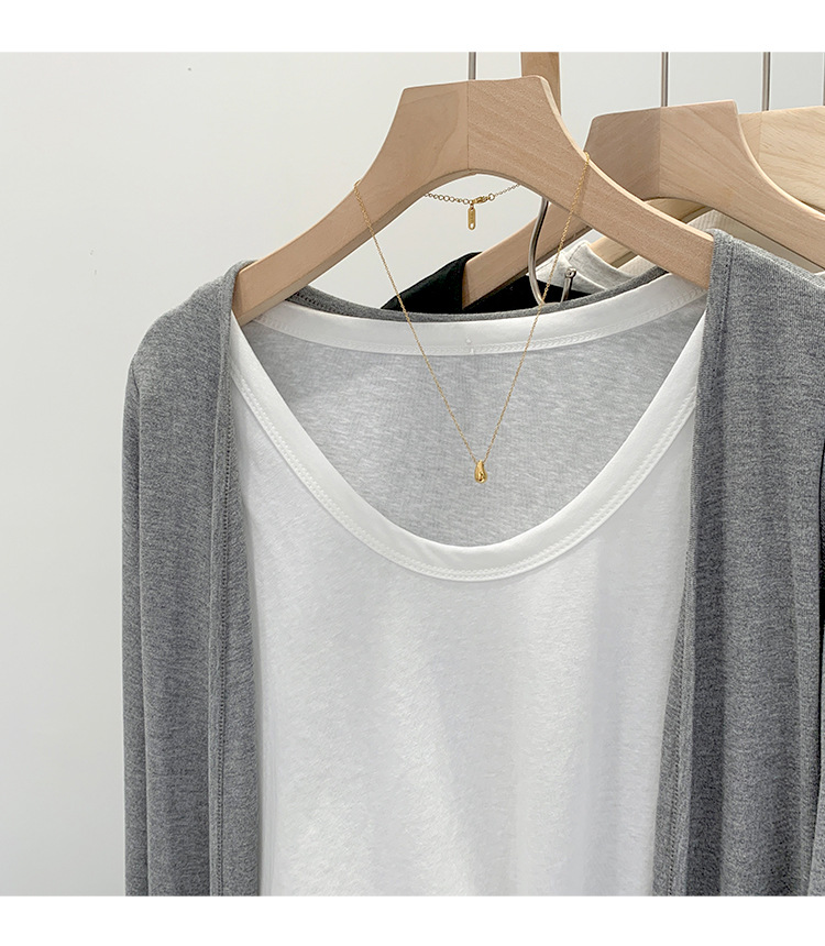 温柔风韩版灰色针织开衫女春秋季宽松休闲防晒打底衫外套长袖上衣详情11