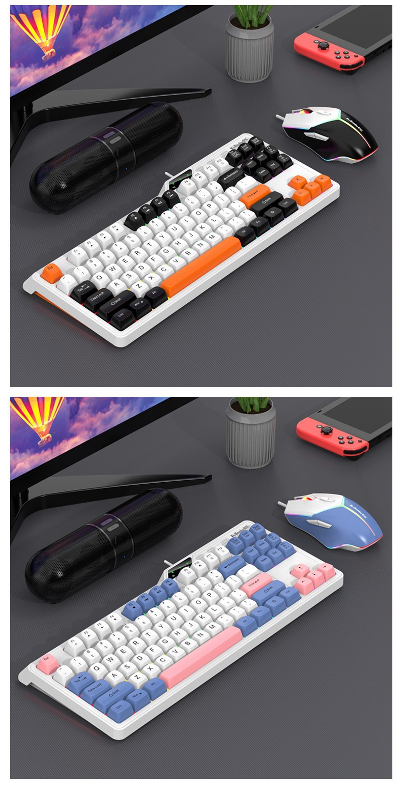 跨境蝰蛇K87有线键盘87键彩虹背光三拼色键帽办公商务家用小键盘详情19