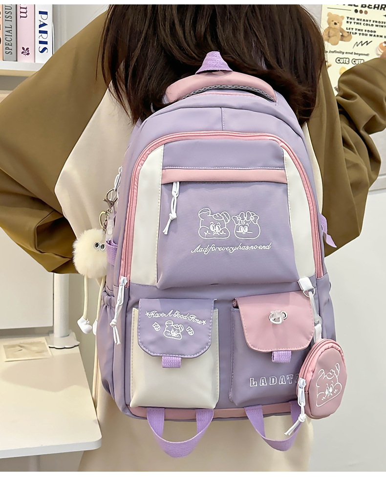 Japanese and Korean casual backpacks, forest-style schoolbags, multi-pocket schoolbags for primary school students, large capacity for cross-border travel for junior and senior high school students pic 13